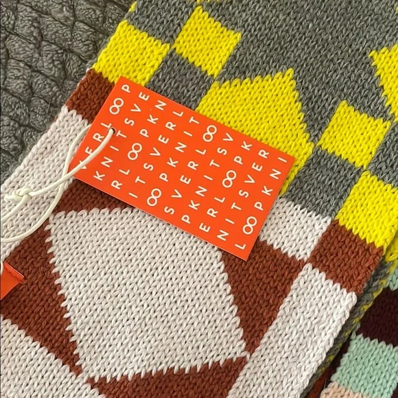 NWT Verloop Quilt Block  Geometric Knit Skinny Scarf - Picture 2 of 8